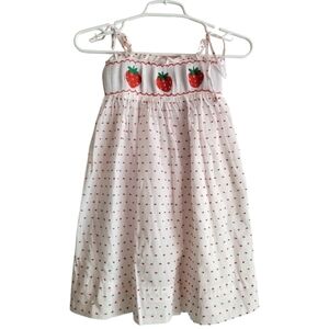 Smockingbird Girls 5 Dress Swiss Dots Line Novelty Strawberry Casual